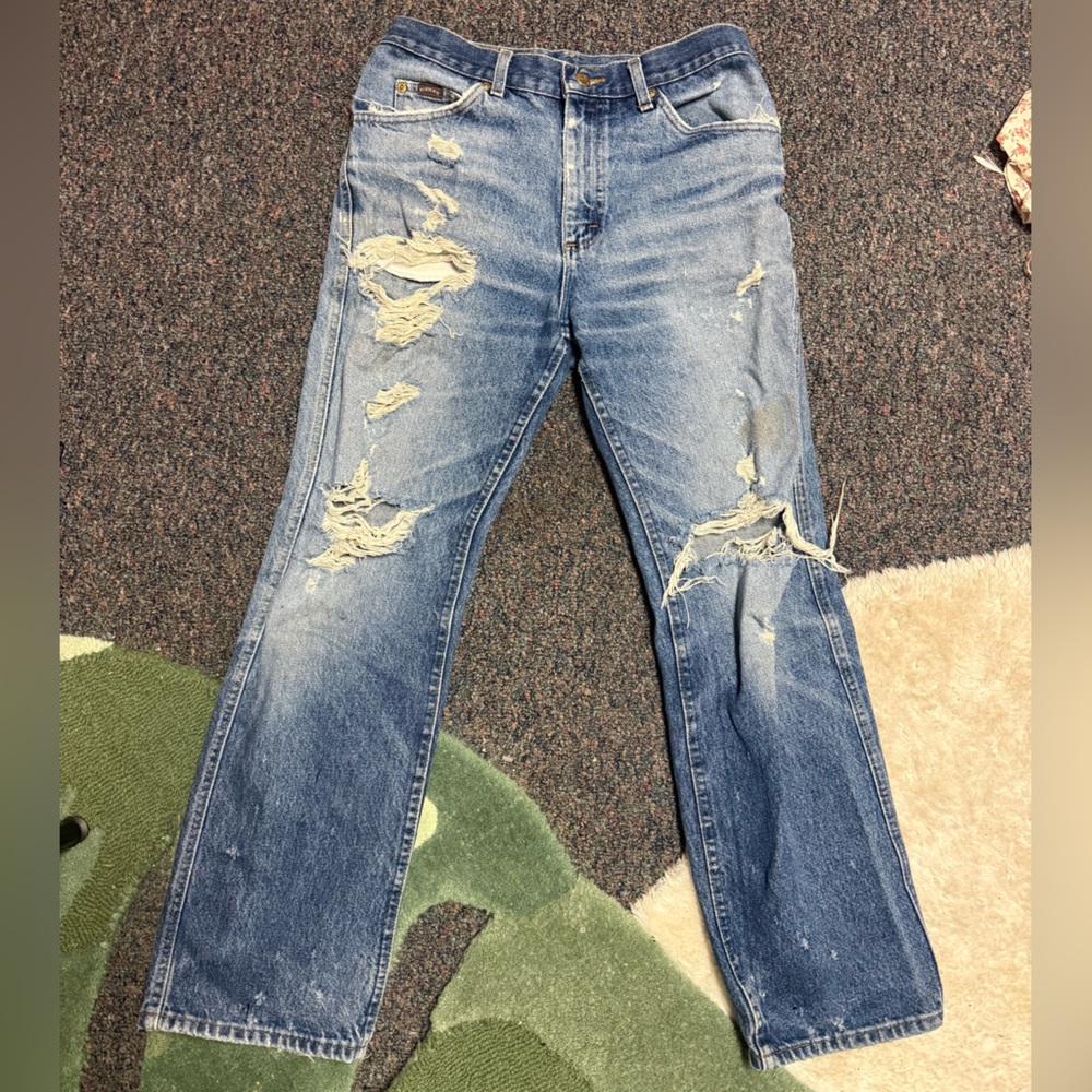 Riders by Lee Distressed Light Blue Bootcut Jeans